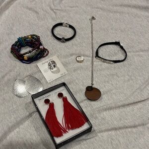 Misc jewelry: 3 new. Good shape. 2 pr earrings; 3 bracelets; 1 necklace; 2 ring